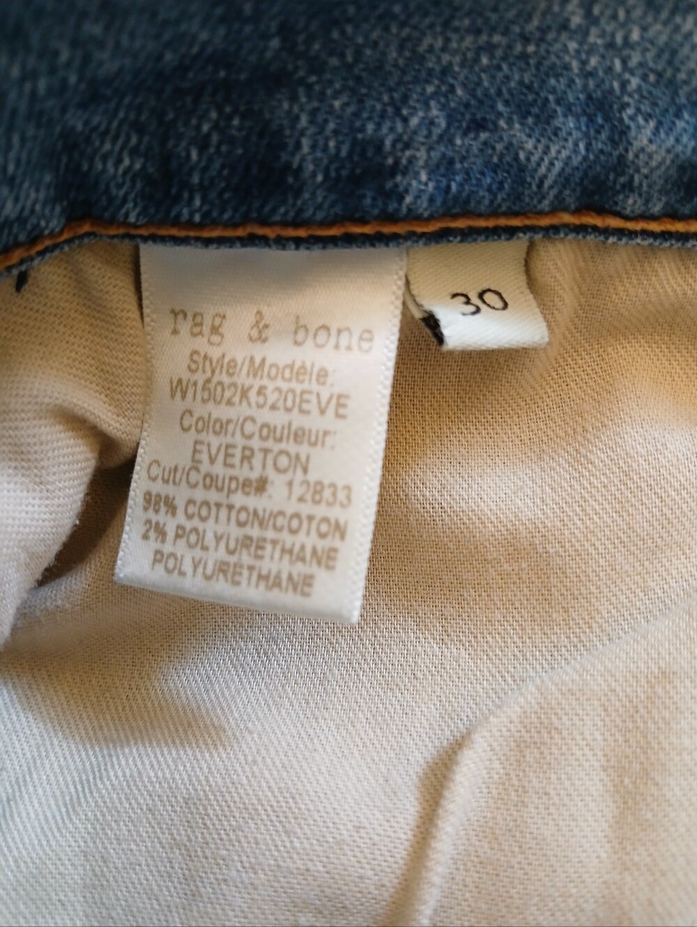 rag & bone 30 Everton Women’s Blue Skinny Jeans - Distressed Mid Wash Revolve - Picture 7 of 16